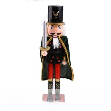 Imagem de Enfeite de Natal Quebra-Nozes do Papai Noel, 38CM, Luxo em Madeira, Estilo Guarda Real, com Base MDF, Enfeite Natalino para Mesa, Arvore de Natal (Preto)