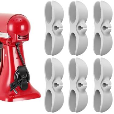 Imagem de Organizador de cabos para eletrodomésticos, organizador de cabos de cozinha atualizado, suporte para enrolador de cabos para eletrodomésticos, cafeteira, liquidificador (6x cinza)