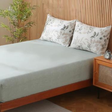 Imagem de Jogo de Lençol Casal Roma 3 Pçs Percal 300 Fios Estampado (Olive)