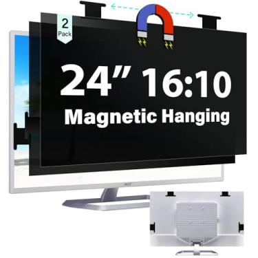 Imagem de [Pacote com 2] Tela magnética de privacidade de computador de 24 polegadas para monitor widescreen com proporção de 16:10, filtro de privacidade para monitor de computador com proteção ocular