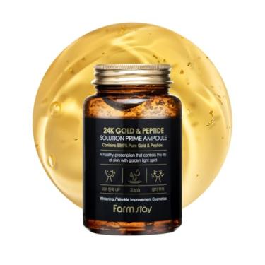 Imagem de FarmStay Ampola Prime Gold & Peptide Solution 24K | Soro hidratante e firmador | Melhora a elasticidade, brilho e vitalidade da pele | Fórmula leve e de rápida absorção para uma pele radiante | 21 ml