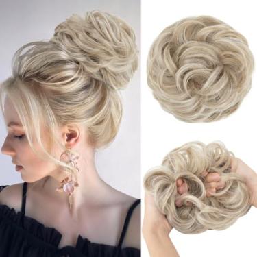 Imagem de CJL HAIR Extensões de cabelo de rabo de cavalo sintético ondulado cacheado ondulado e bagunçado para mulheres cinza marfim