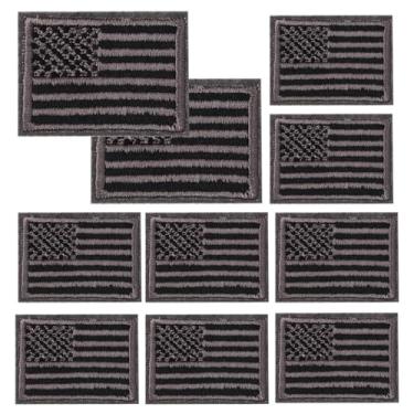 Imagem de 10 peças de adesivos pequenos da bandeira americana, apliques bordados patrióticos, aplique de ferro em/costurado na bandeira dos EUA para uniforme militar de pano, emblema tático, colete e chapéu