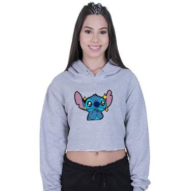 Imagem de Cropped Moletom Feminino Lilo Stitch Fofo - Lafre, Cinza, G