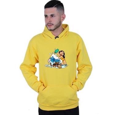 Imagem de Moletom Unissex Canguru Lilo Stitch Banho - Lafre, Amarelo, M
