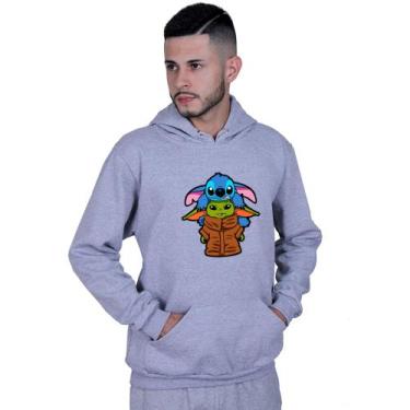 Imagem de Moletom Unissex Canguru Lilo Stitch yoda Star Wars - Lafre, Cinza, M
