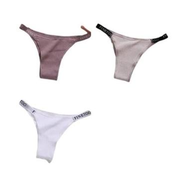 Imagem de Conjunto De 3 Calcinhas Femininas De Algodão, Tanga Sexy, Lingerie Ínt