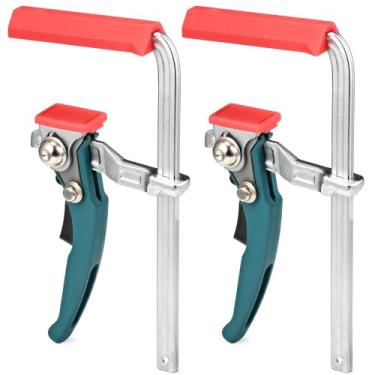 Imagem de Pacote com 2 braçadeiras de serra compatíveis com Festool, braçadeira de trilho de guia de serra catraca de liberação rápida para marcenaria, braçadeiras de madeira T-Track para mesa MFT e sistema de