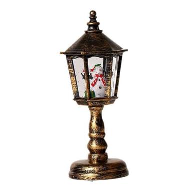 Imagem de Baoblaze Globo de neve de Natal Lanterna Estatueta de mesa Ornamento decorativo de Natal Caixa de música para mesa Quarto Lareira Feriado