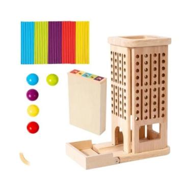 Imagem de Jogo De Torre De Bastões De Madeira Montessori Com Dados, Brinquedo Ed