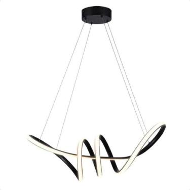 Imagem de Pendente Led Moderno Taschibra Loop 38w Luz Quente 3000k Bivolt Preto