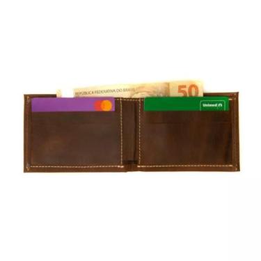 Imagem de Carteira Slim Compacta Masculina em Couro Legítimo Durável - Bertoni, 