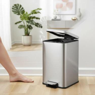Imagem de Lixeira Quadrada Inox 20litros Com Pedal E Fechamento Suave inovação h