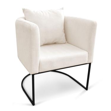 Imagem de Poltrona Paola Linho Base Metálica Preto Cor A27 Areia