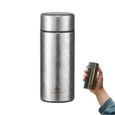 Imagem de Naturehike Garrafa de água de titânio puro 200 ml, mini copo ultraleve com filtro para café e bebidas, à prova de vazamento e boca larga, ideal para caminhadas, escritório (cinza cristal gelo)