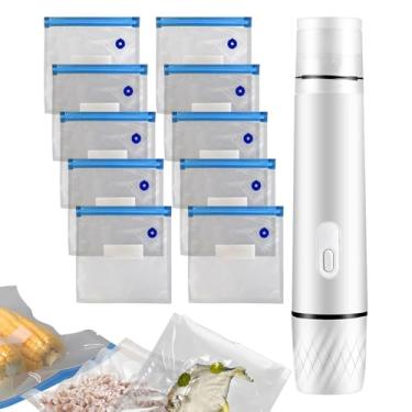 Imagem de Rrlihjgu Selador De Sacos Para Lanches | 800mAh Máquina De Vedação A Vácuo,Seladora A Vácuo Para Carnes Sobras Refeições Cozinha Casa Viagem Camping,Embalagem Para Congelador