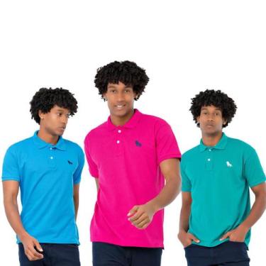 Imagem de Kit 3 Camisas Polo Masculina Camiseta Oficial Da Estilo Rei, Pink, Ver