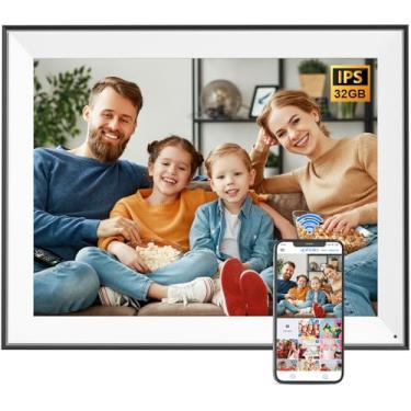 Imagem de Porta-retrato digital de 43.2 cm grande WiFi – Tela sensível ao toque FHD de 1280 x 960, moldura eletrônica de 32 GB, montada na parede, carregue fotos e vídeos do telefone via e-mail do aplicativo