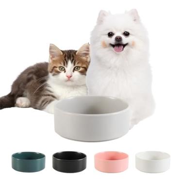 Imagem de Tigela de cerâmica para comida e água - Tigela para alimentação de animais de estimação para cães e gatos pequenos - Prato de alimentação de cerâmica pesada com base antiderrapante - Segura para