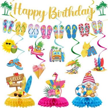 Imagem de Decorações de festa Vorkivecki Summer Birthday 13 peças Hello Summer