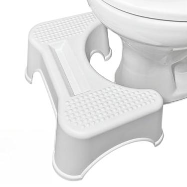 Imagem de Banquinho Vaso Sanitário Com Porta Celular Ergonômico com Antiderrapante Apoio Pés(Branco sem Antiderrapante)