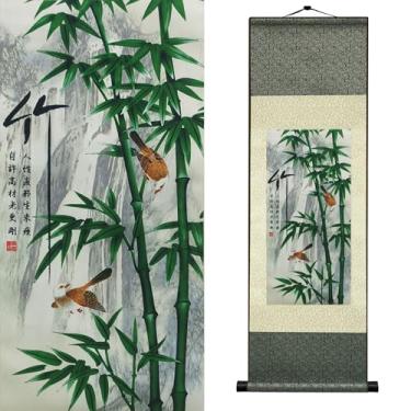 Imagem de Newscz Arte de parede de quarto para parede de bambu arte de rolagem de seda tradicional chinesa quatro cavalheiros decoração zen para casa, sala de estar, quarto, sala de estar, escritório, hotel