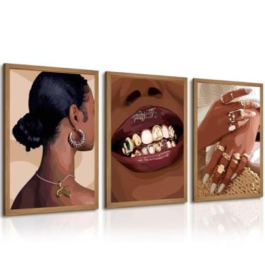 Imagem de Arte de parede de mulher negra, arte de parede em tela de menina negra, pôsteres de imagens afro-americanas, pintura feminina preta, arte de parede, feminina, boêmia, para casa, quarto, 40 x 61 cm