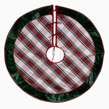 Imagem de Kurt Adler Saia de árvore de veludo xadrez vermelho e verde de 122 cm.