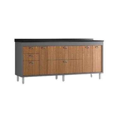 Imagem de Armário de Pia Cozinha 194cm com Pés 4 Porta 100% Mdf Balcão (Cinza/Freijó)