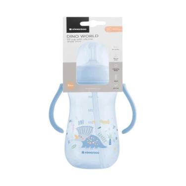 Imagem de Copo Infantil com Canudo de Silicone Dino World Blue 300ml KikkaBoo