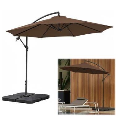 Imagem de Kit Ombrelone Lateral Suspenso 3m Kauai + Base 60 Litros Quadrada Piscina Jardim - AMZ