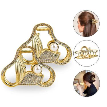 Imagem de Kit 2 Presilha Calda Sereia Pérola Cabelo Penteado Acessório