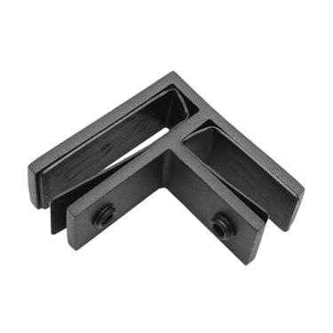 Imagem de Generic Grampo de vidro de aço inoxidável de fácil instalação, suporte de prateleira de vidro montado na parede para escritório, banheiro, endireitar escadas, Preto, 90 Graus