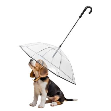Imagem de KEFIDEK Guarda-chuva transparente para cães de estimação, coleira ajustável dobrável, mantém o animal de estimação seco na chuva (gancho dobrável)
