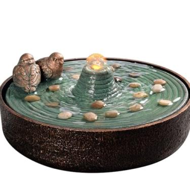 Imagem de Fonte de mesa duplo pássaro fonte de mesa ornamento de resina água reciclada decoração de casa lazer relaxamento fonte de casa