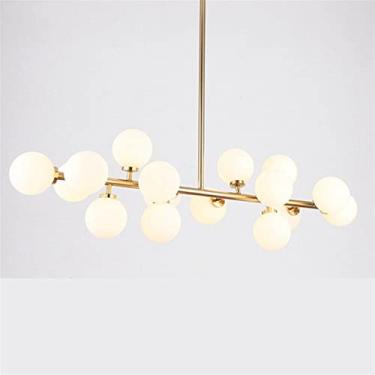 Imagem de Lustre Pendurado - Bola de Vidro Multi-Cabeça Led Decoração Luzes Quarto Sala de Estar Luminárias de Decoração Douradas, Decoração Moderna