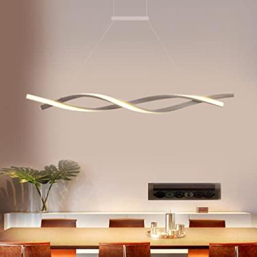 Imagem de Luminária pendente de teto LED regulável com controle remoto, lustre moderno para sala de estar, cozinha, ilha, sala de jantar, bar e escritório, luminária pendente embutida elegante, decora