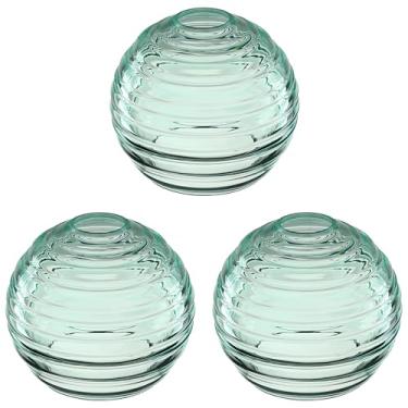 Imagem de Pacote com 3 peças de substituição de persiana de vidro verde transparente, capas para ventilador de teto, abajures de tambor de vidro para candelabro, arandelas de parede, luminária pendente, tamanho