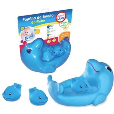 Imagem de Kit 4 Golfinhos Brinquedo Hora do Banho Família Azul - Lider