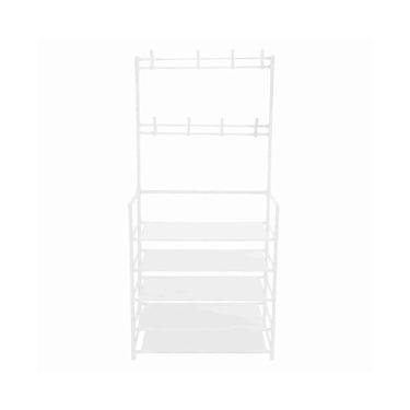 Imagem de Prateleira de cabide de entrada com ganchos organizador independente para pendurar roupas para quarto (branco)