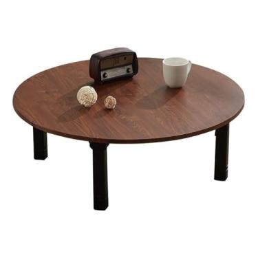 Imagem de Mesa dobrável, mesa redonda baixa de estilo, mesa de café, mesa de jantar, mesa pequena, para quarto tatami, janela de sacada, sala de chá, mesa Kang doméstica (marrom 60 x 30 cm)