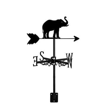 Imagem de Cata-vento de aço inoxidável com suporte de telhado, indicador criativo de direção do vento, decoração de urso, girafa e elefante, presente para ambientes externos, quintal, jardim, bronze, cabeça de