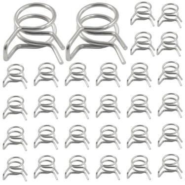 Imagem de BokWin Pacote com 30 braçadeiras de mangueira de mola de fio duplo de 8 mm de diâmetro interno, clipes de mola ajustáveis, aço inoxidável para mangueira, linha de combustível, tubo de água, aplicações