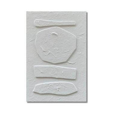 Imagem de Limiyer Arte 61 x 91 cm pintura a óleo de arte abstrata com textura tridimensional branca, em um estilo minimalista moderno, é adequada para uso como item de decoração de casa e também pode ser