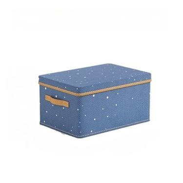 Imagem de Caixa Organizadora Dobrável com Tampa Grande para Roupas, Colchas e Brinquedos – Cesto de Armazenamento em Tecido com Zíper e Alças(2pcs,azul)