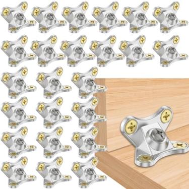 Imagem de RWWPJLLWHR 24 peças de suporte de canto de borboleta destacável suporte de canto de borboleta liga ângulo reto L suporte com parafusos em forma de borboleta fixação de canto suporte de borboleta