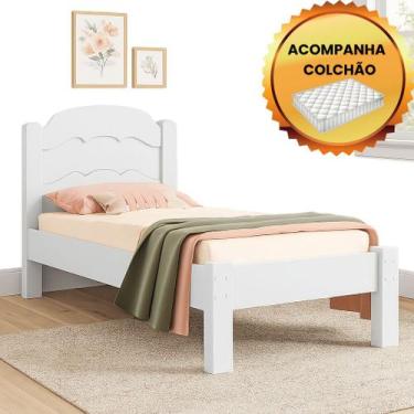Imagem de Cama Solteiro 100% MDF Resistente Acompanha Colchão Solteiro D20 - BEA