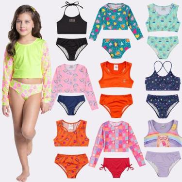 Imagem de Kit Sortido 6 Peças de Roupas Infantis Menina Moda Praia- 3 Tops + 3 C