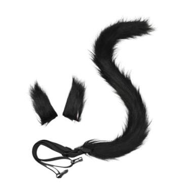 Imagem de Wzmzjy Conjunto de Orelhas E Cauda de Gato para Cosplay, Mulheres, Meninas, Gato, Cauda Longa, para Fantasia de Baile de Máscaras, Preto