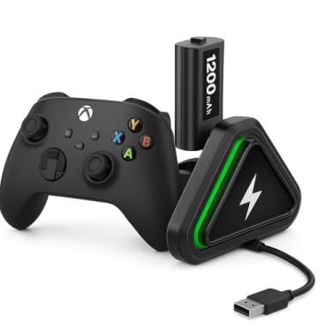 Imagem de Kit Base de Carregamento Dupla + 2 Baterias Recarregáveis 1200 mAh para Controle Xbox Series X|S & One – Carregador Estação Gamer Plug & Play